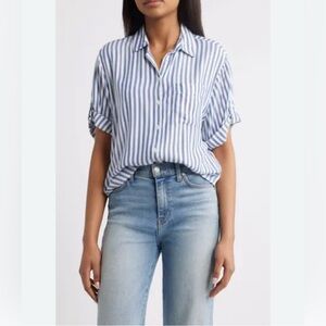beachlunchlounge Blue and White Striped Blouse
